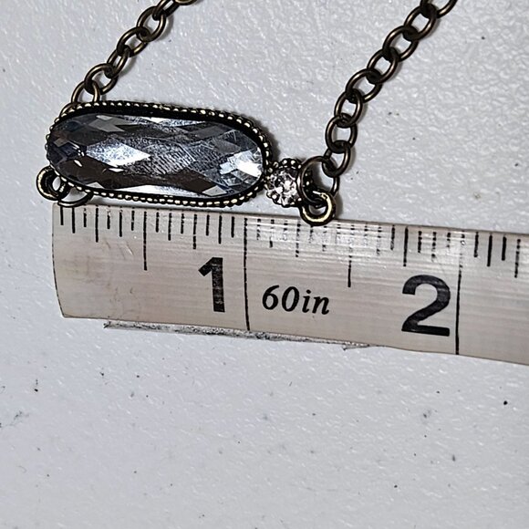 Vintage Elegant Oval Crystal Pendant Necklace Classic Fashion Jewelry Women - Picture 8 of 8